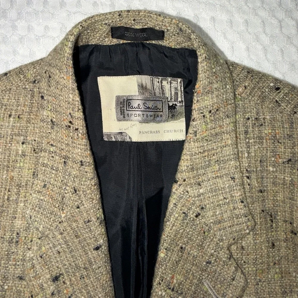 Vintage Paul Smith Sportswear Wool Tweed Blazer 80/90s Donegal Speckled 3 Button